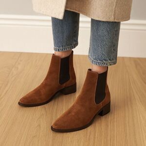 SELECTED Femme Brown Suede Chelsea Pull On Boots Shoes   Women's Size 11